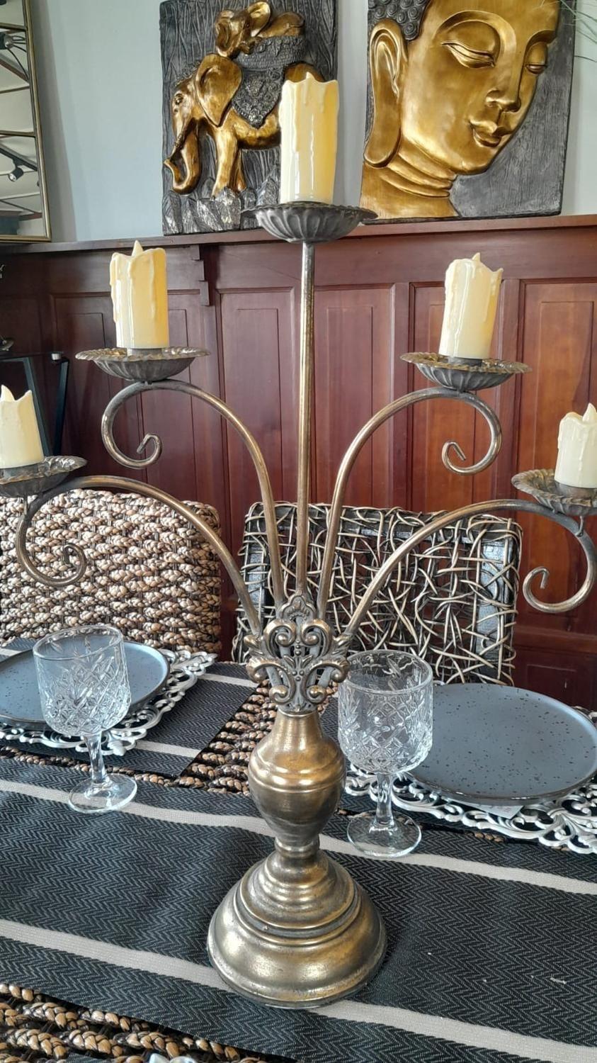 Candelabro Bronce 5 Velas 48x 60 cm.-1
