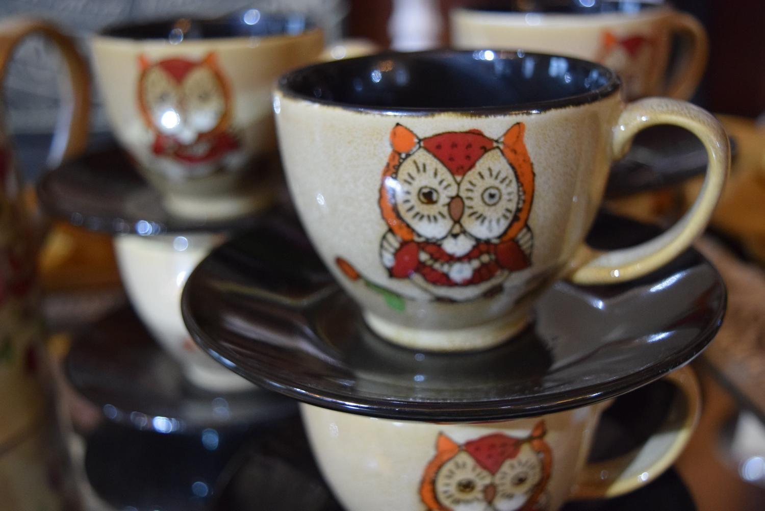 Set 7 Piezas Tazas y Tetera Búho loza-3