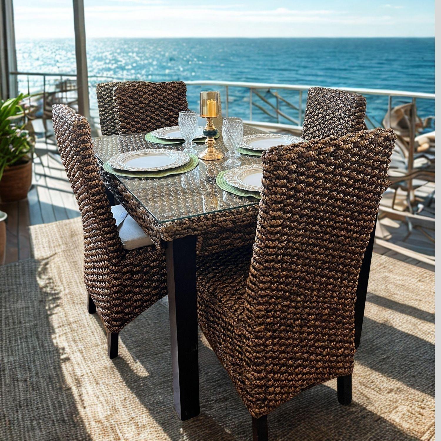 Comedor Rectangilar Para 4 Personas en Rattan Natural, Comedor Terraza o Interior-3