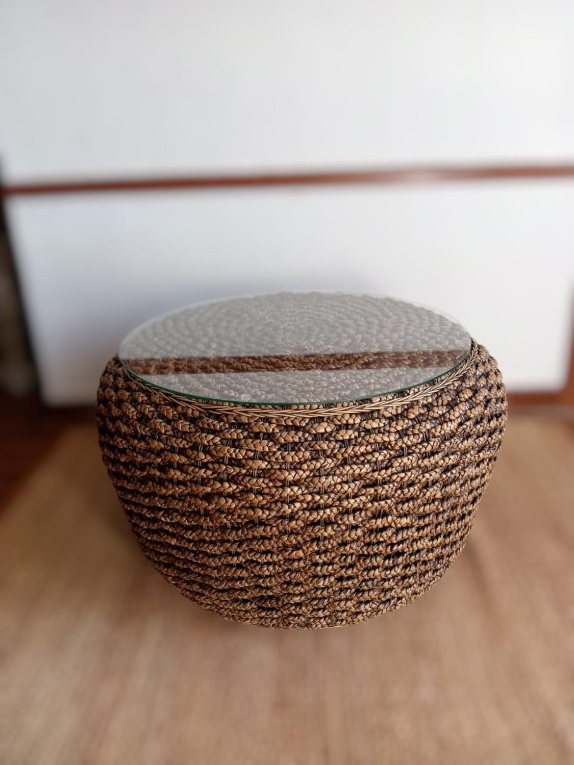 Mesa de Centro Circular Rattan Natural Bali-2