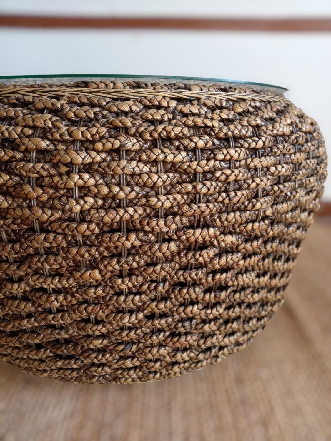 Mesa de Centro Circular Rattan Natural Bali-3