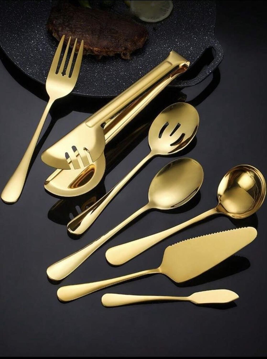 Set de Accesorios de Ensalada de 7 Piezas de Acero-0