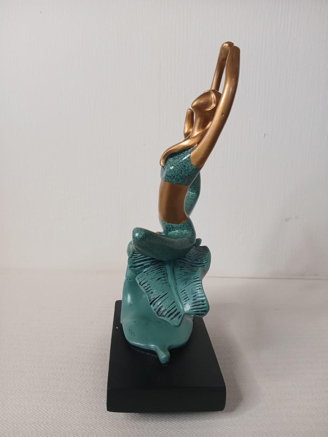 Adorno Escultura Yoga Verde Turquesa-3