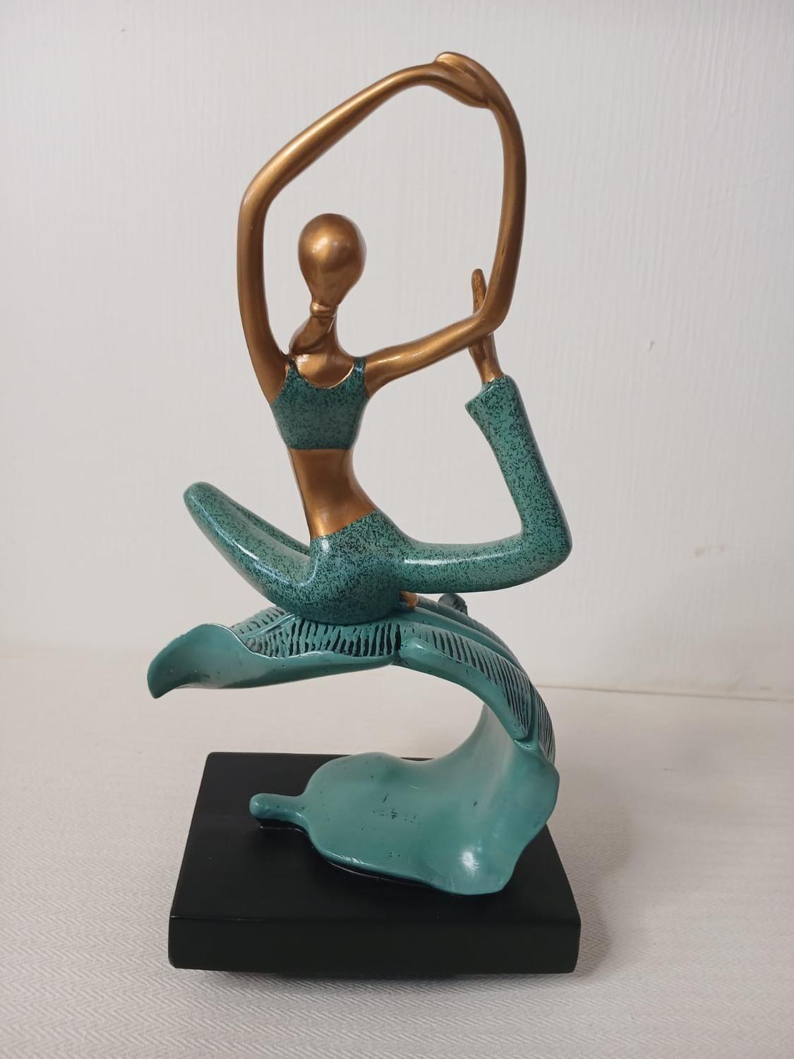 Adorno Escultura Yoga Verde Turquesa-4