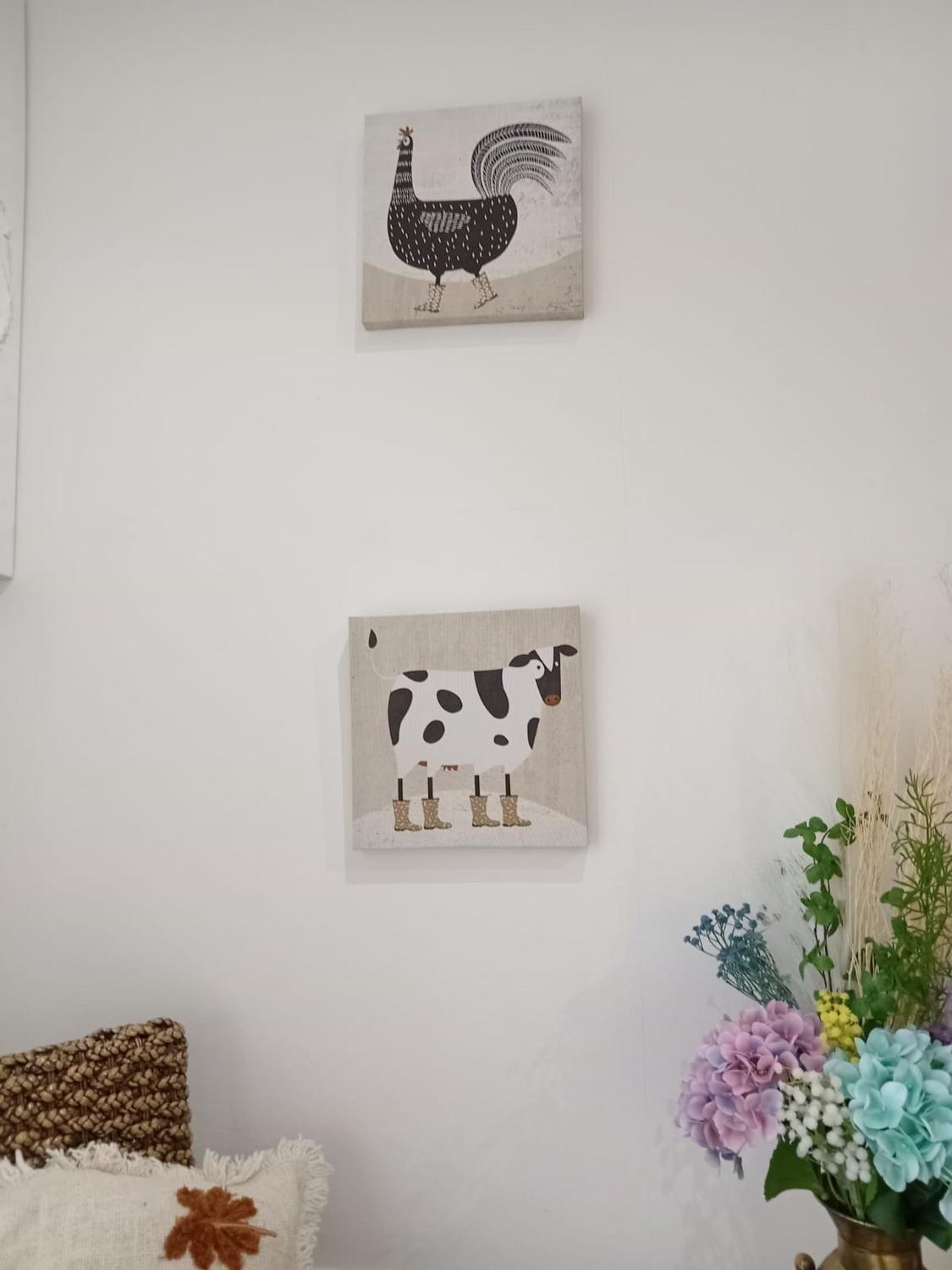 Set 2 Cuadros Infantiles Vaca y Gallo Unisex 30 cm-4