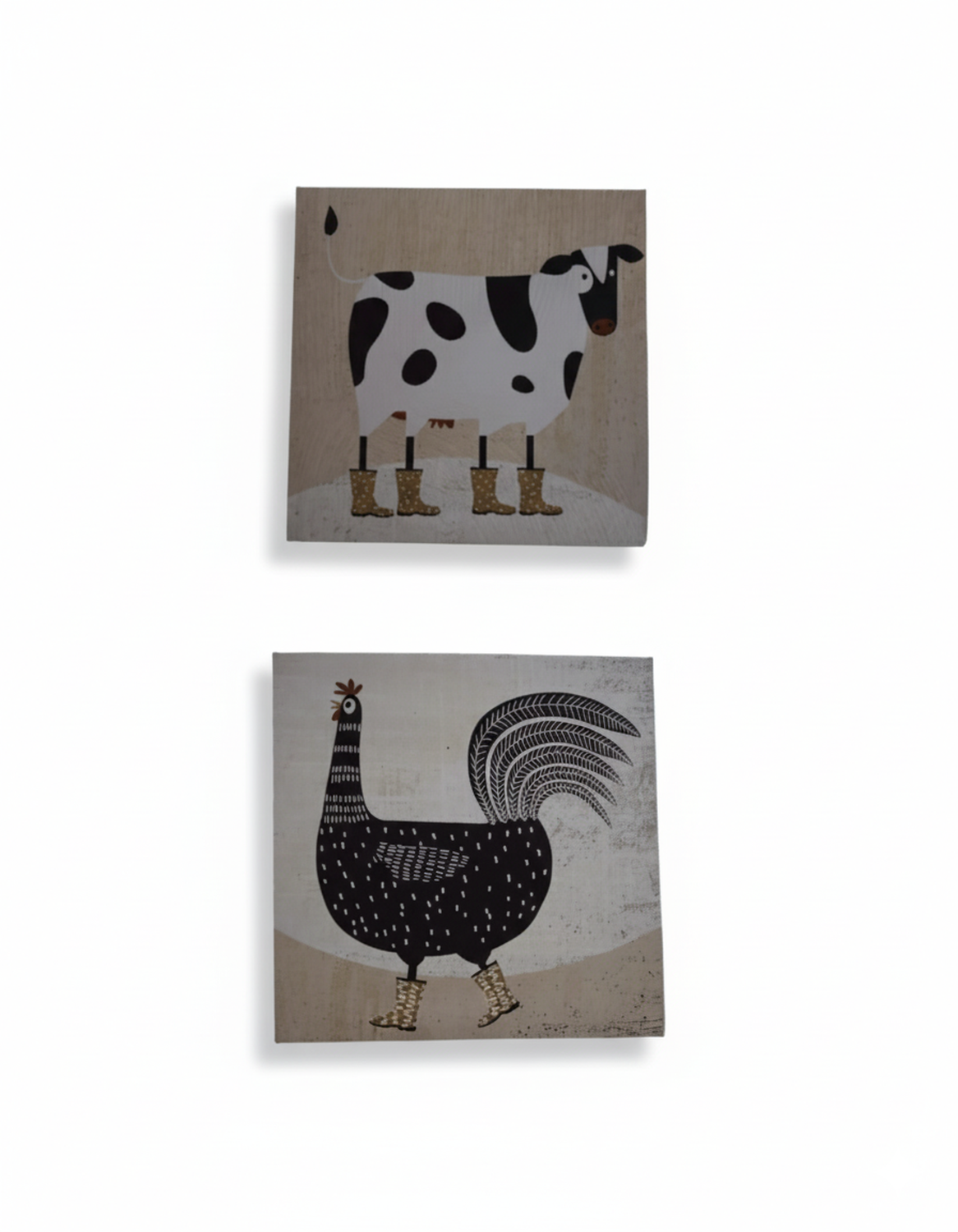 Set 2 Cuadros Infantiles Vaca y Gallo Unisex 30 cm-6