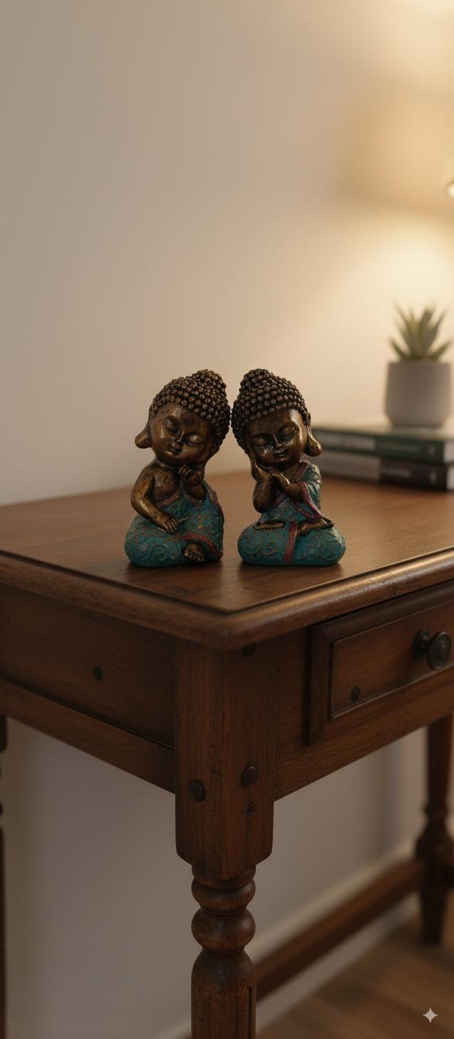 Set de 2 Mini Buda Bronce Derecha e Izquierda-2