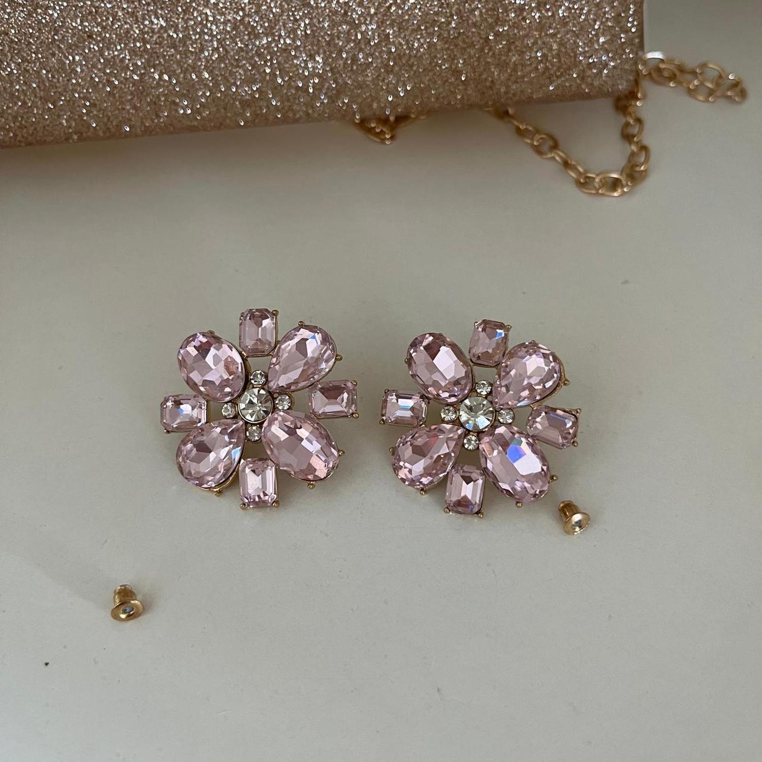 Aros Rosados Diseño 8 petalos-0