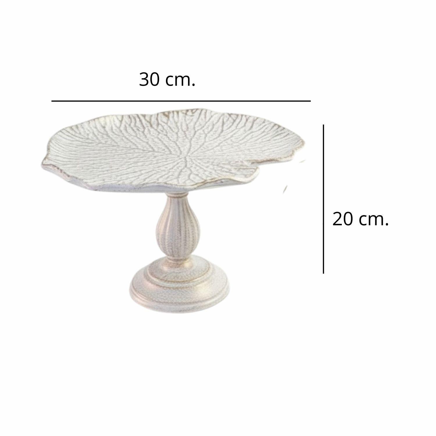 Plato Alto Madera Vintage Flor de Loto Mediano-4