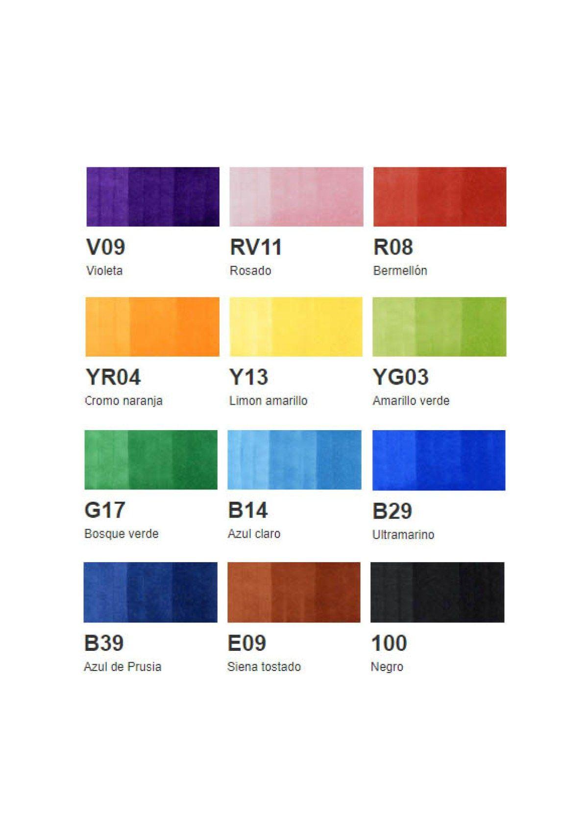 Marcadores Copic Classic Set 12 Colores Básicos (B)-1