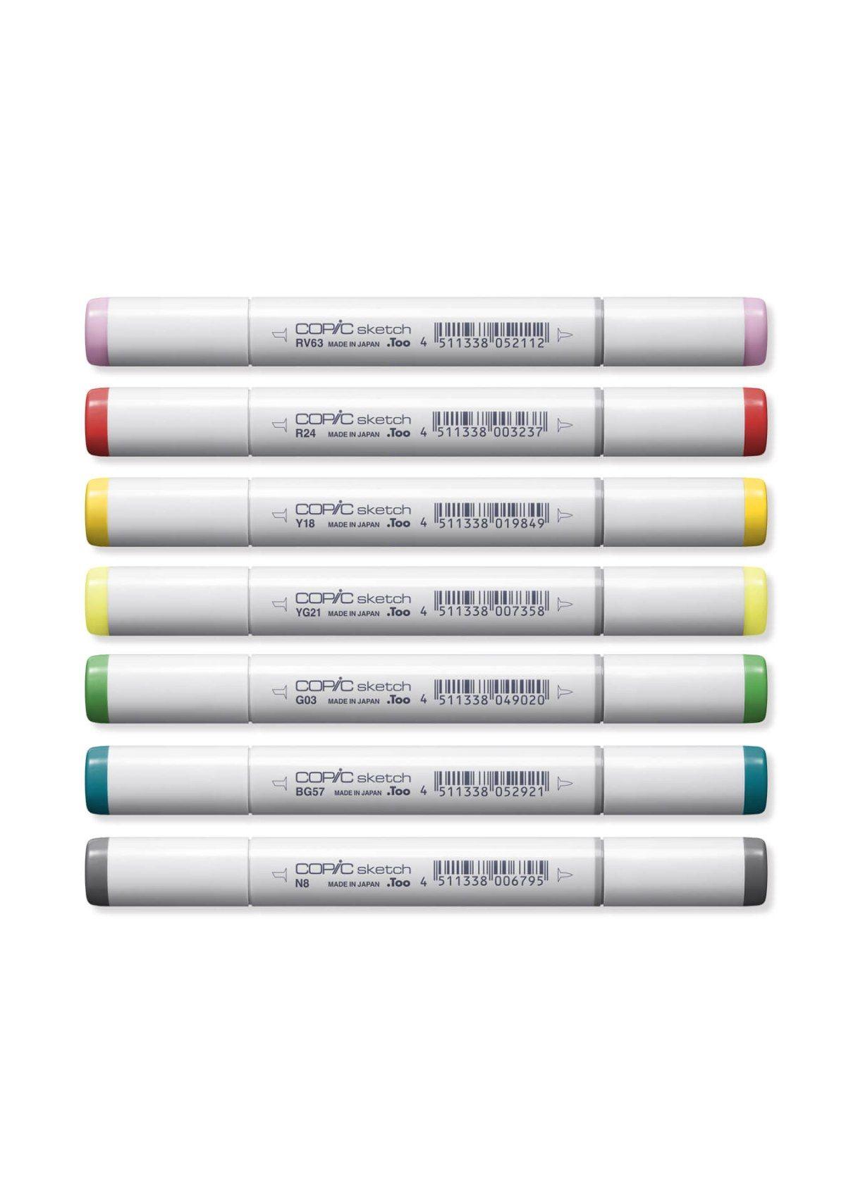 Marcadores Copic Sketch Set 6+1 Vibrant Tones Edición Limitada-1