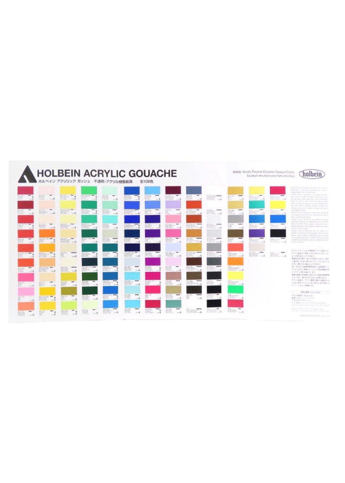 Carta de Colores Holbein Acryla Gouache 109 Colores Pintada a Mano-0