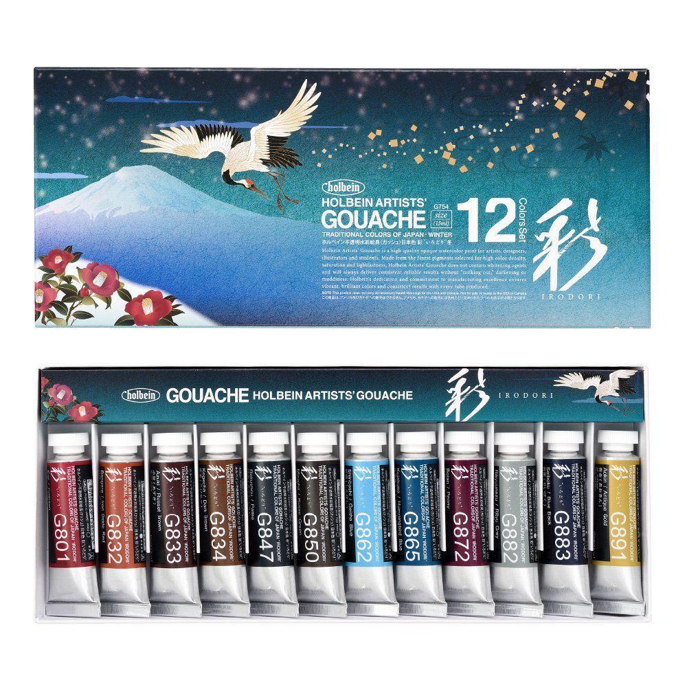 Gouache Holbein Irodori Set 12 Tubos 15ml Invierno (Winter) G754-0