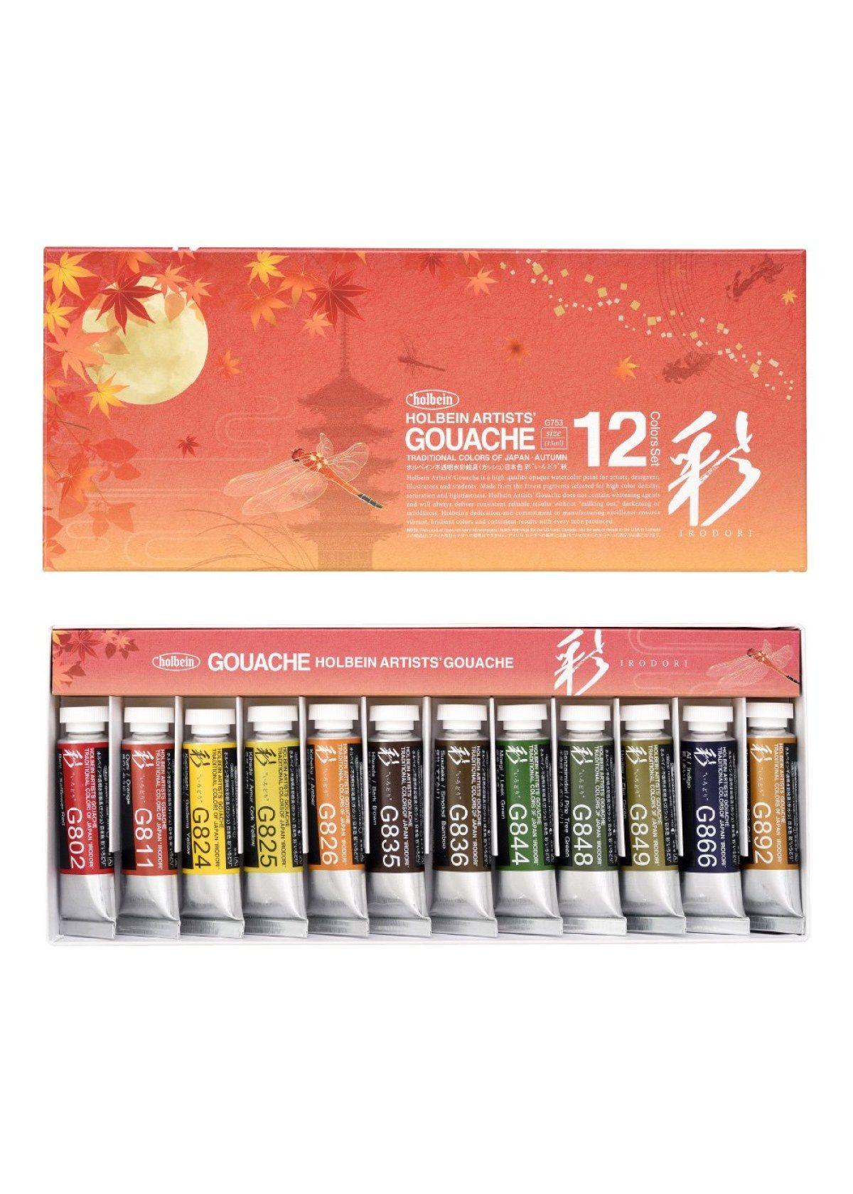 Gouache Holbein Irodori Set 12 Tubos 15ml Otoño (Autumn) G753-0