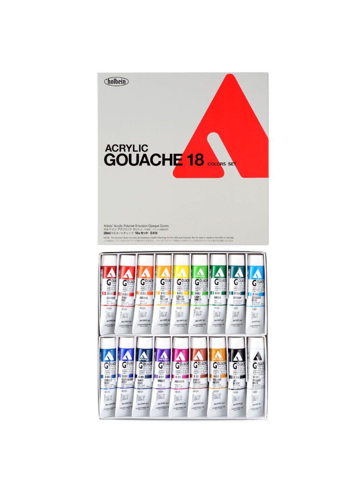 Gouache Acrílico Holbein Acryla Set 18 Tubos D414-0