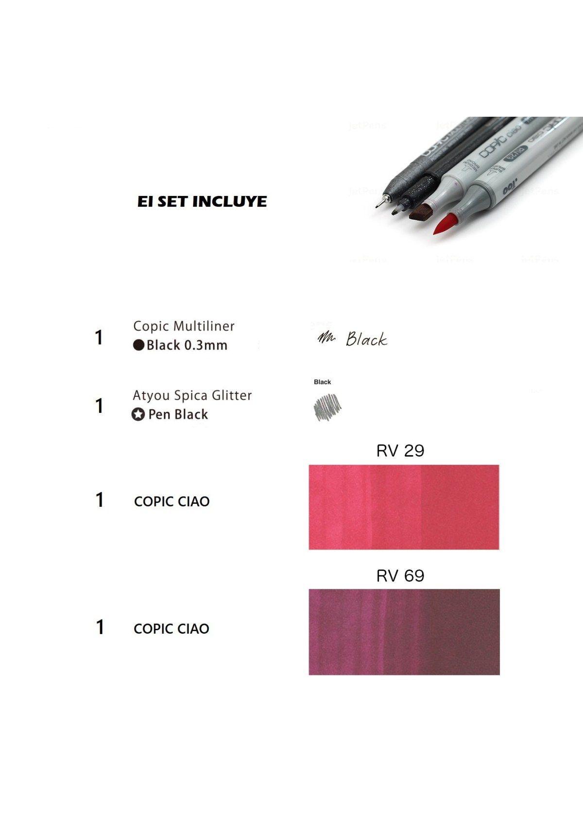 COPIC Ciao Doodle Packs: Red (4 Lápices)-1