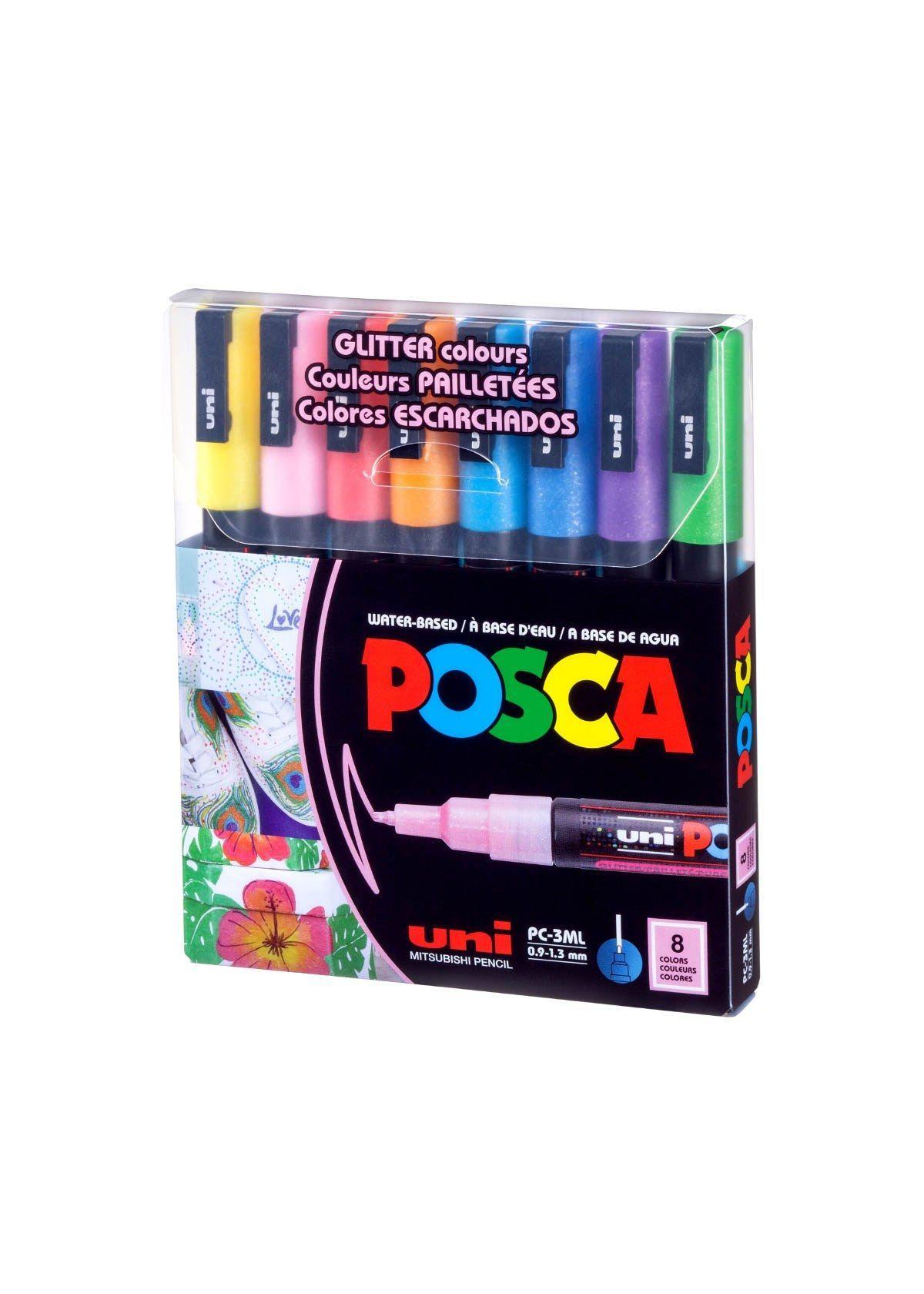 Uni POSCA 3M Set GLITTER 8 colores -0,9-1,3 mm-0