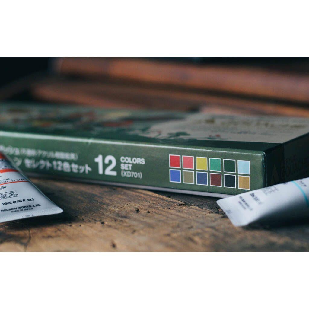Gouache Acrílico Holbein Acryla 12 Tubos 20ml Rebecca Green XD701-3
