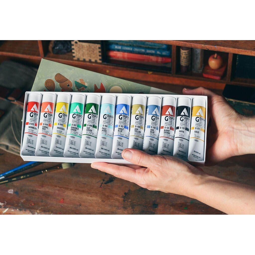 Gouache Acrílico Holbein Acryla 12 Tubos 20ml Rebecca Green XD701-4