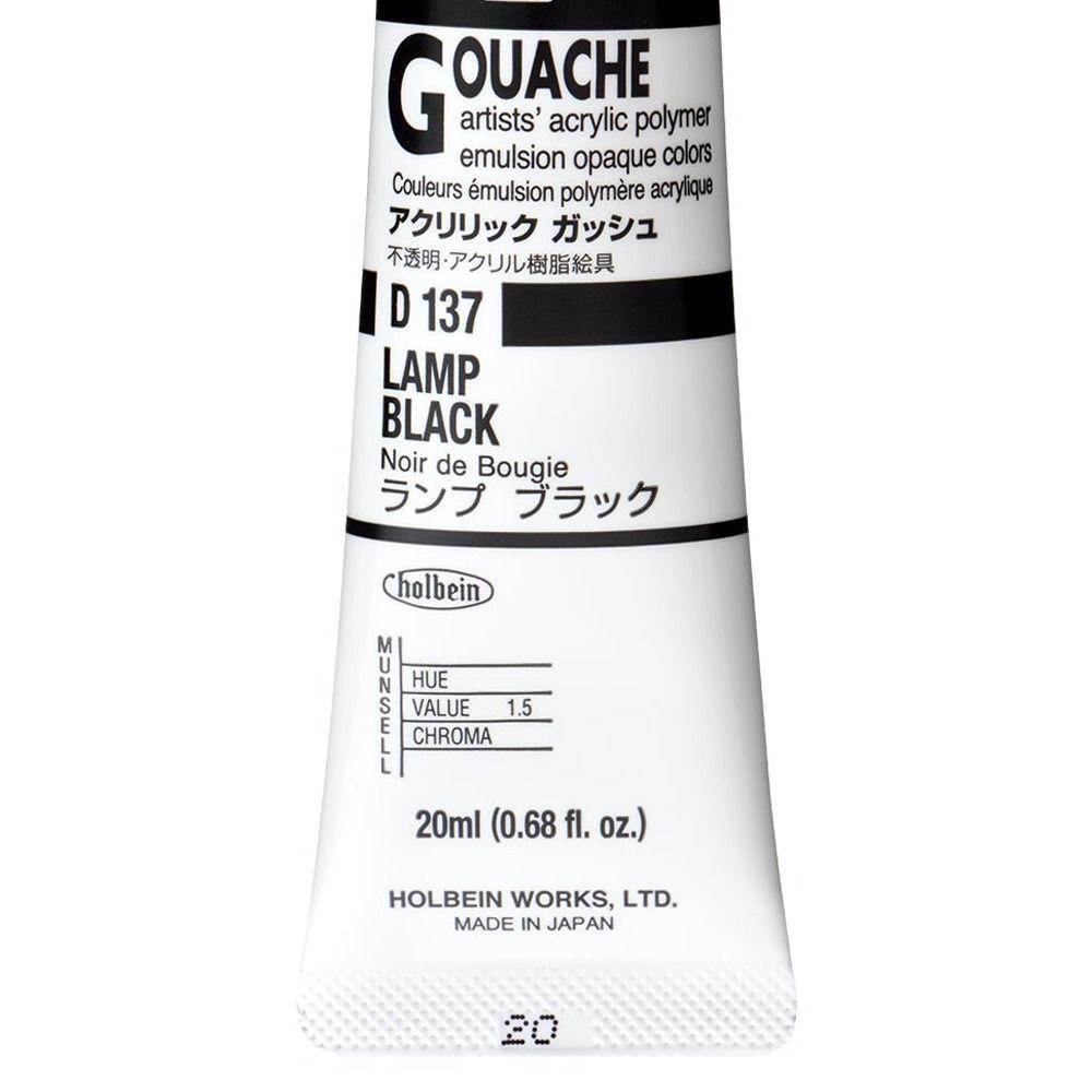 Holbein Acryla Gouache 20ml D137 Lamp Black-3