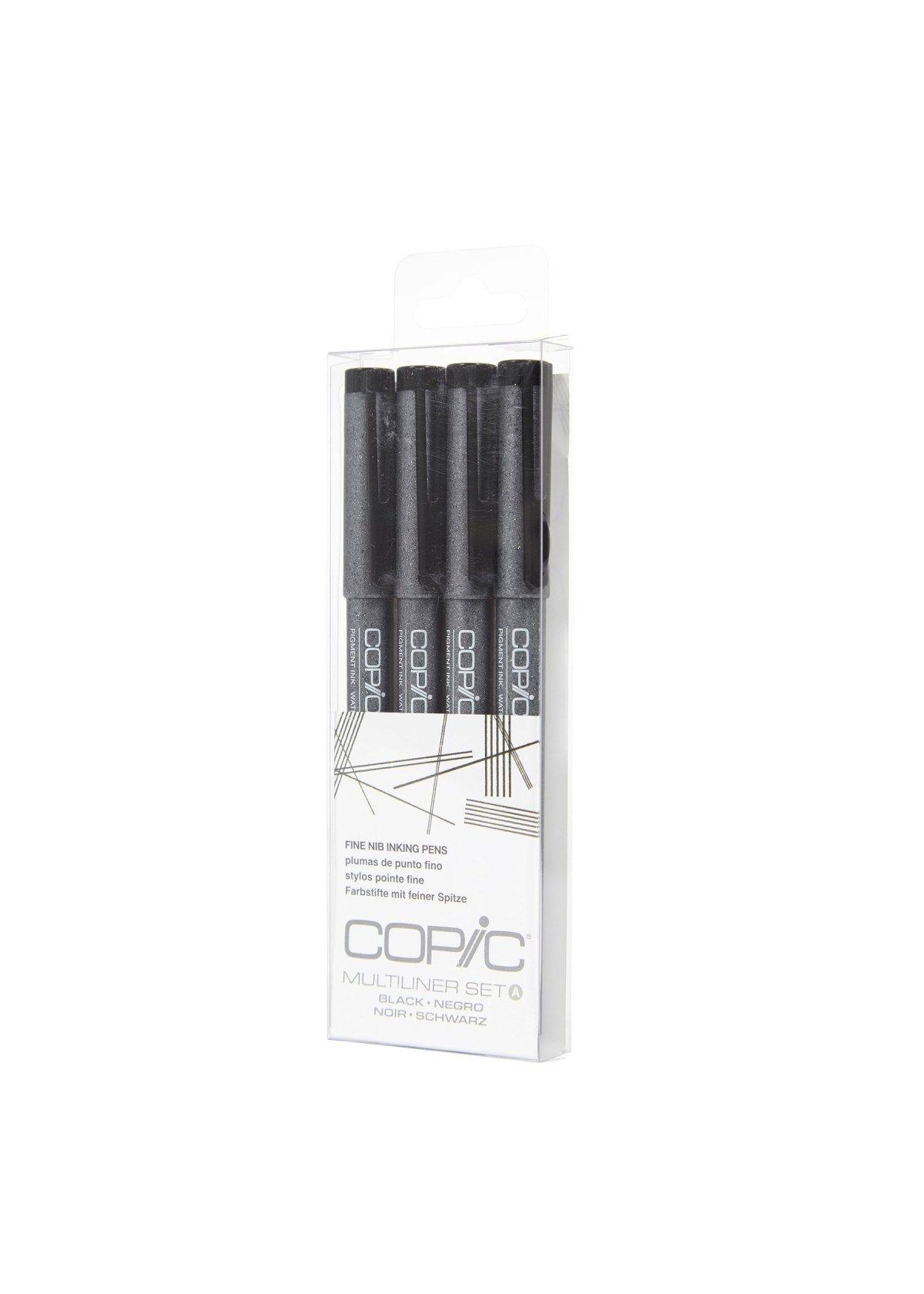 Tiralíneas Copic Multiliner Set 4 Negro Fine (0.03 a 0.3)-0