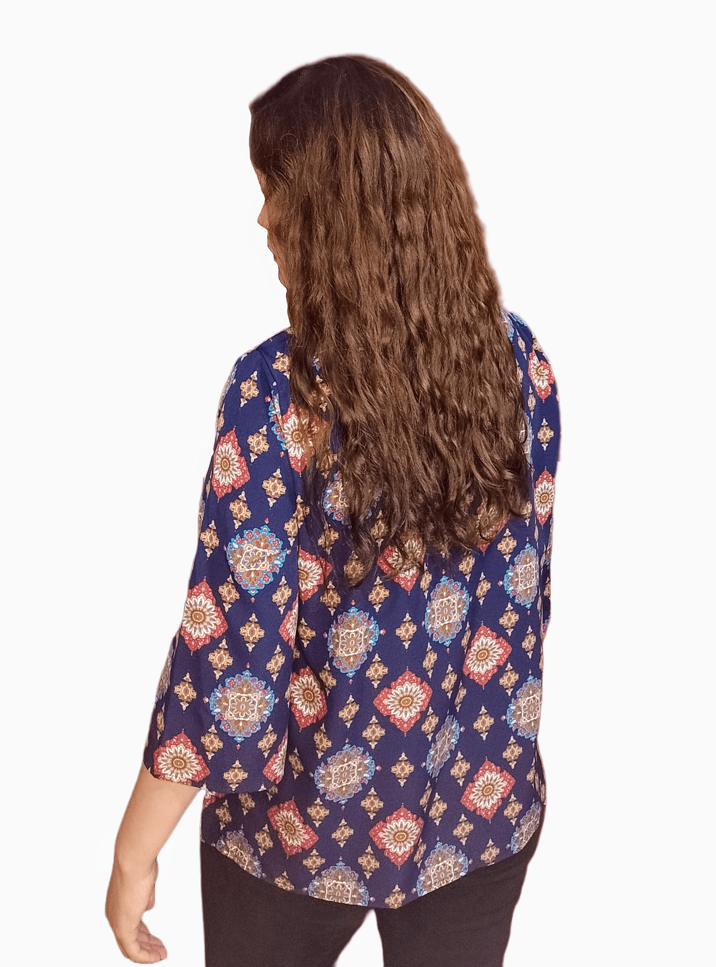 Blusa multicolor estampado rombos-2