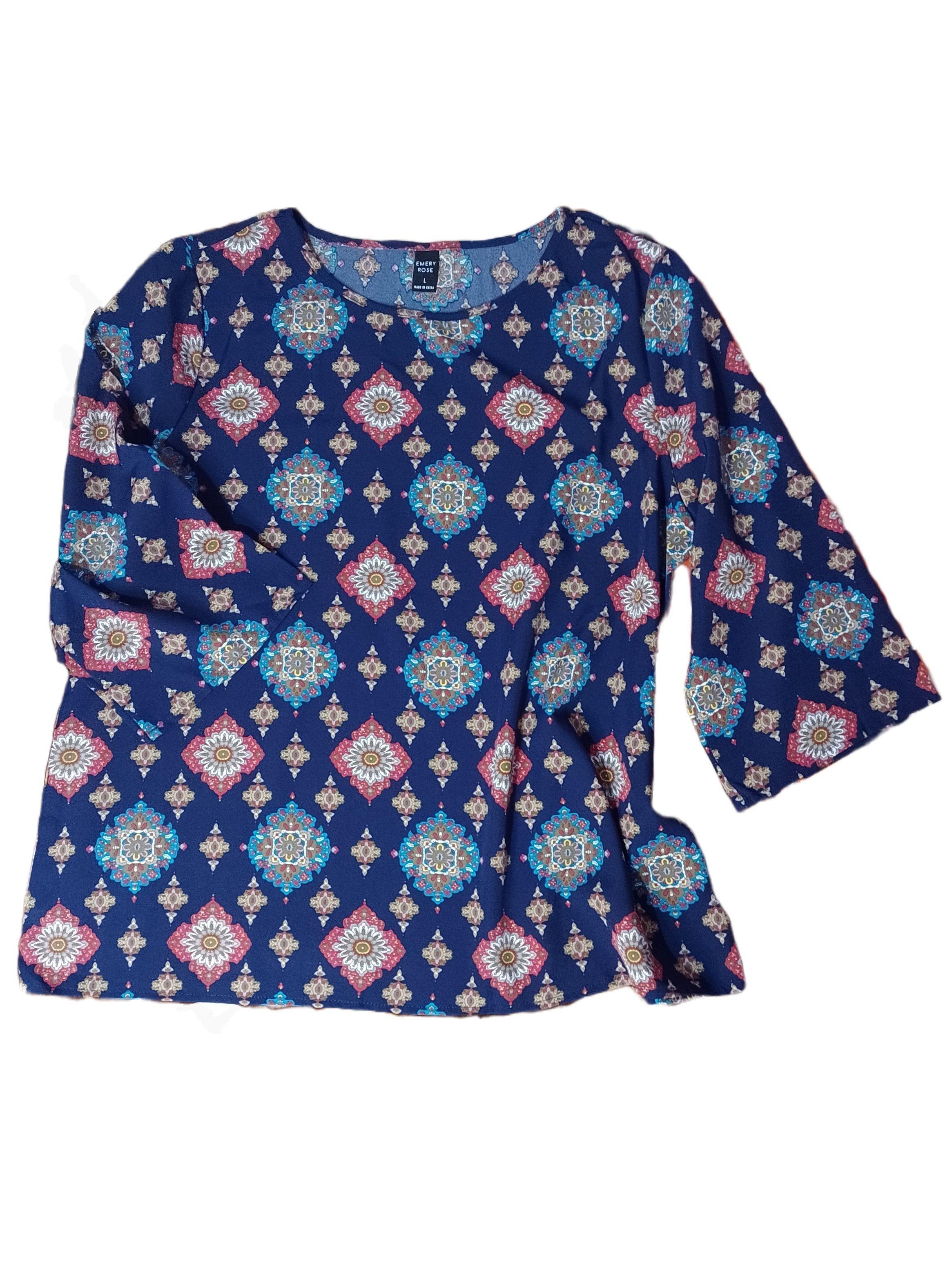 Blusa multicolor estampado rombos-3