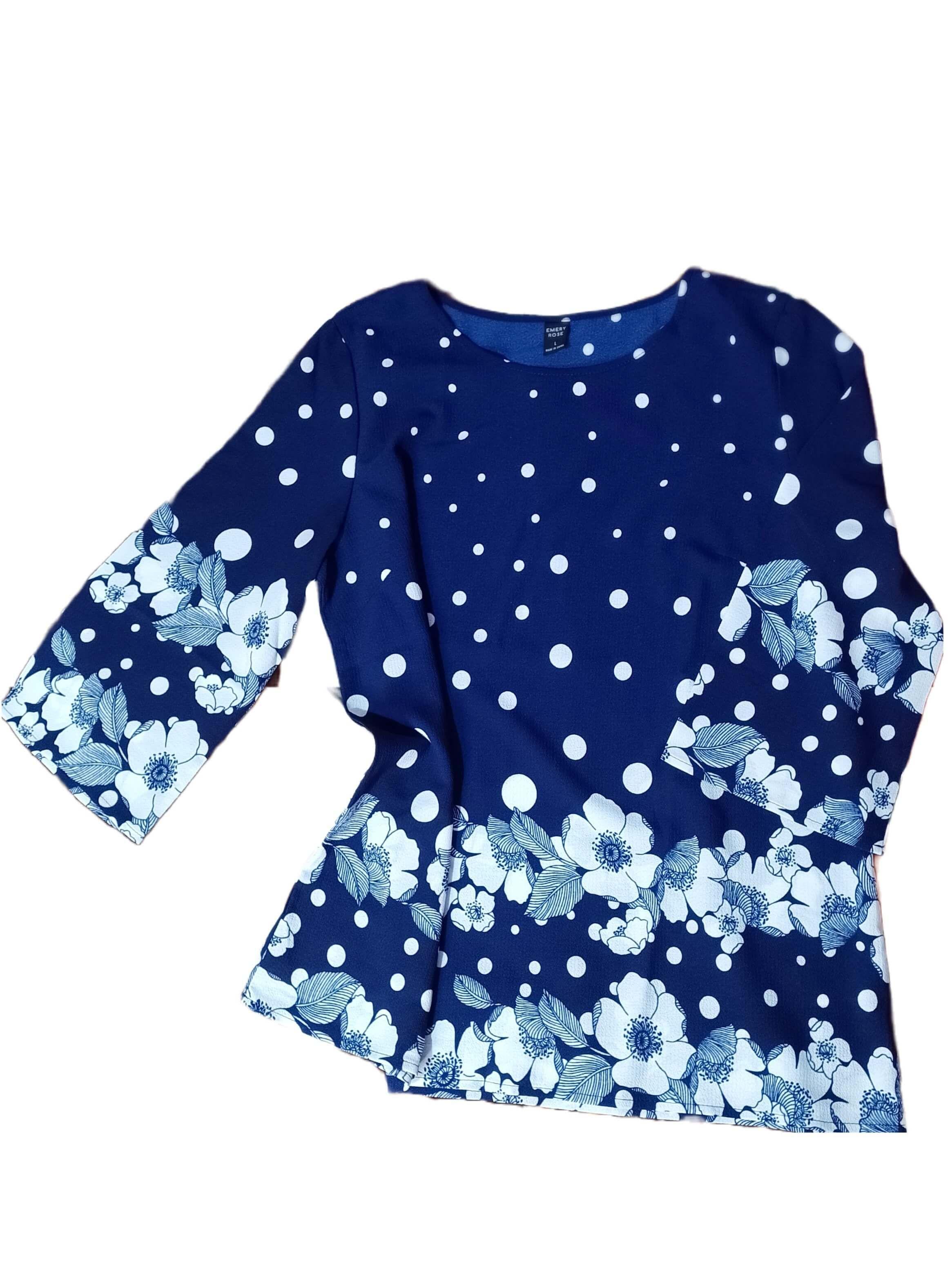 Blusa Estampado Floral y Lunares Manga Francesa-2