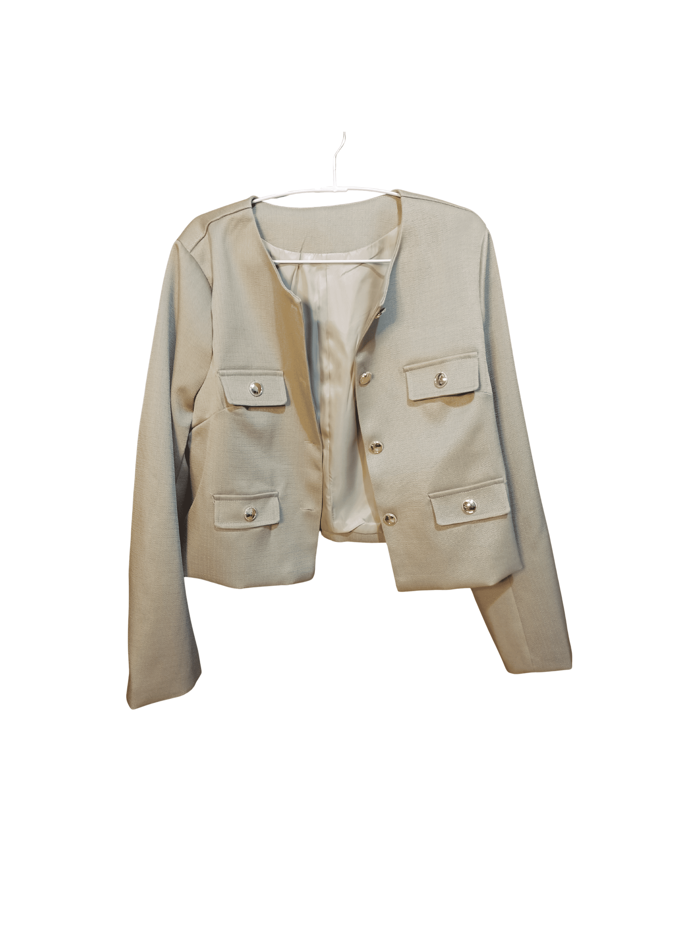 Chaqueta Crop Minimal Caqui-2