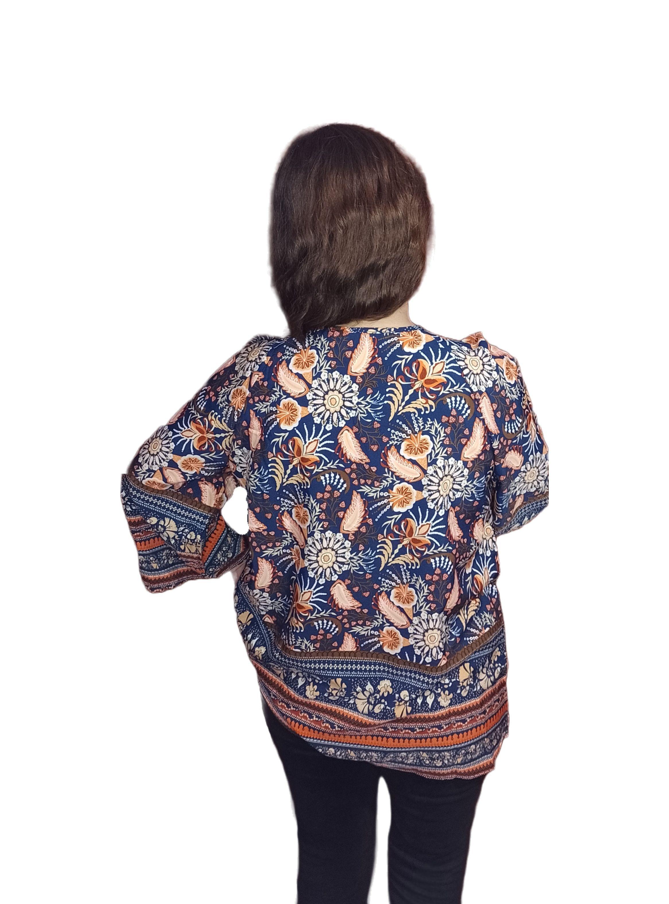 Blusa Bohemia Multicolor Manga Campana-2