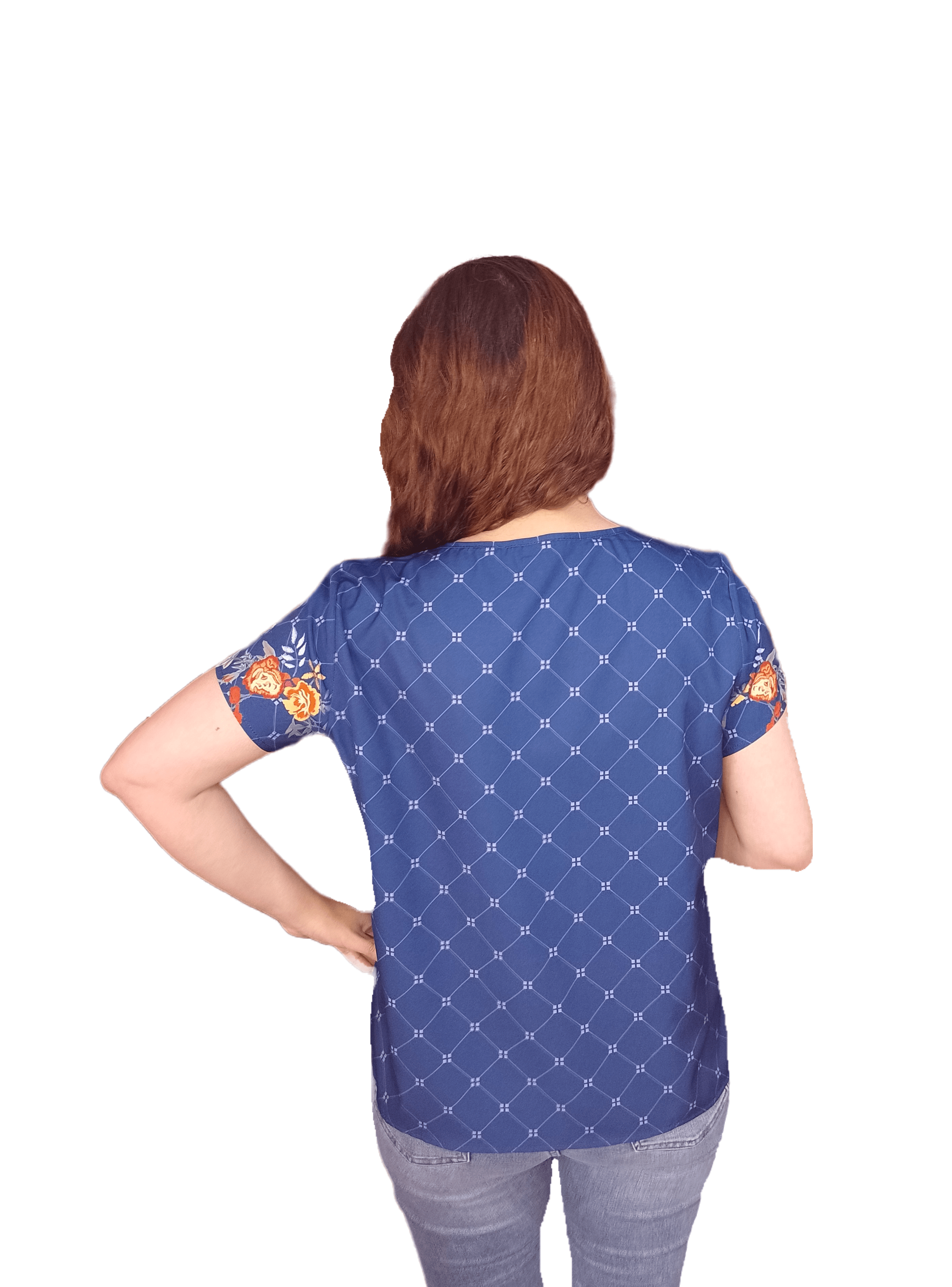 Blusa con Estampado Floral Multicolor Manga Corta-2