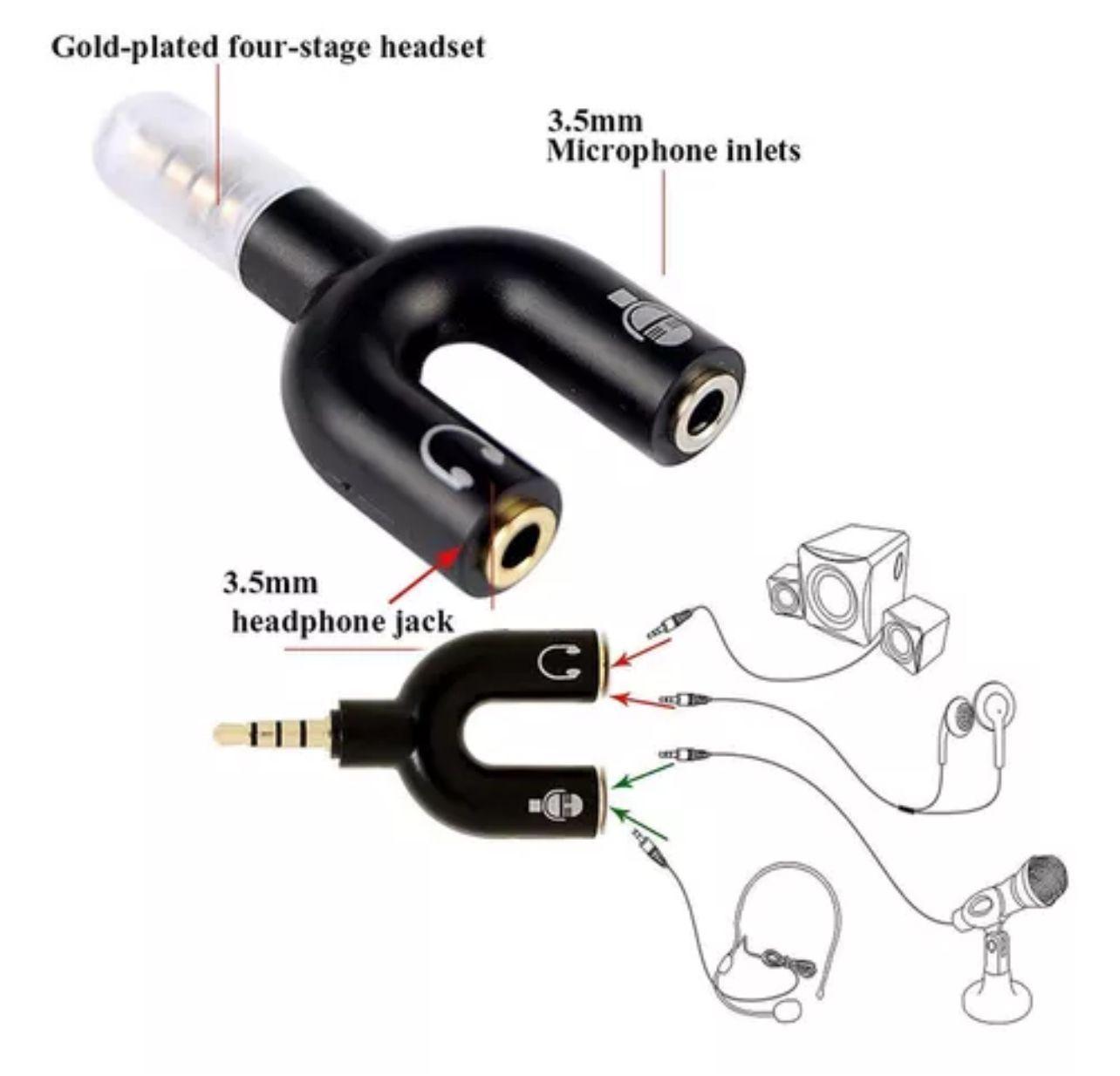 SPLITTER AUDIO 3.5MM PLUG MICROFONO AUDIFONO -1