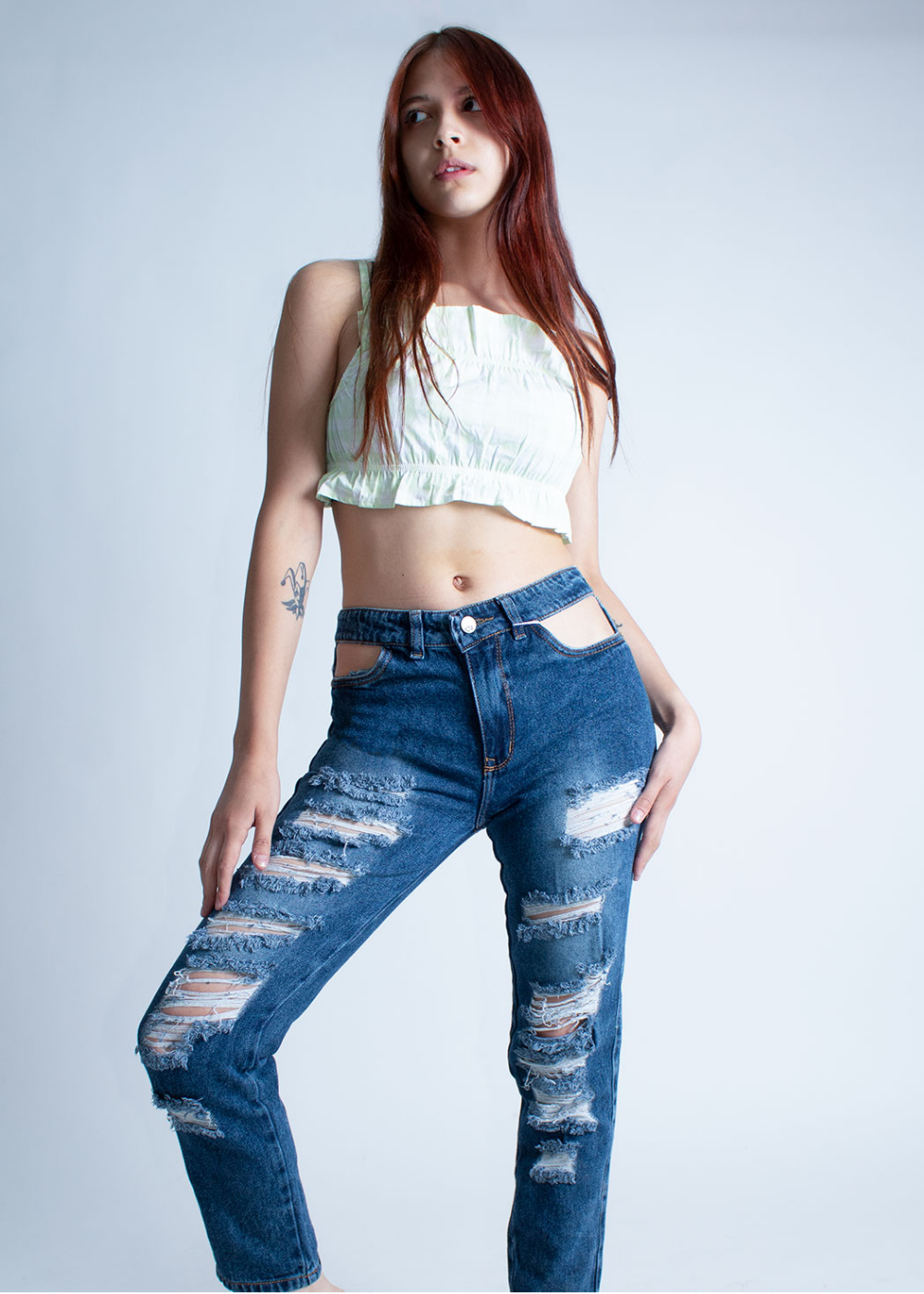 Mom Jean Abertura en Bolsillo Tiro Alto-3