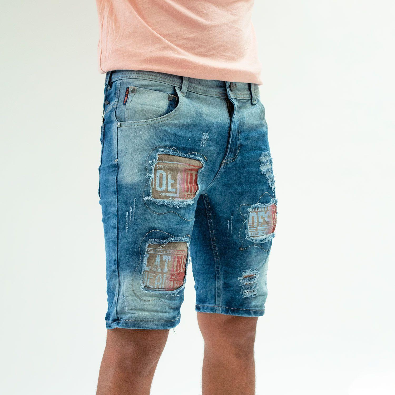 Bermuda Denim Para Hombre con diseño-0
