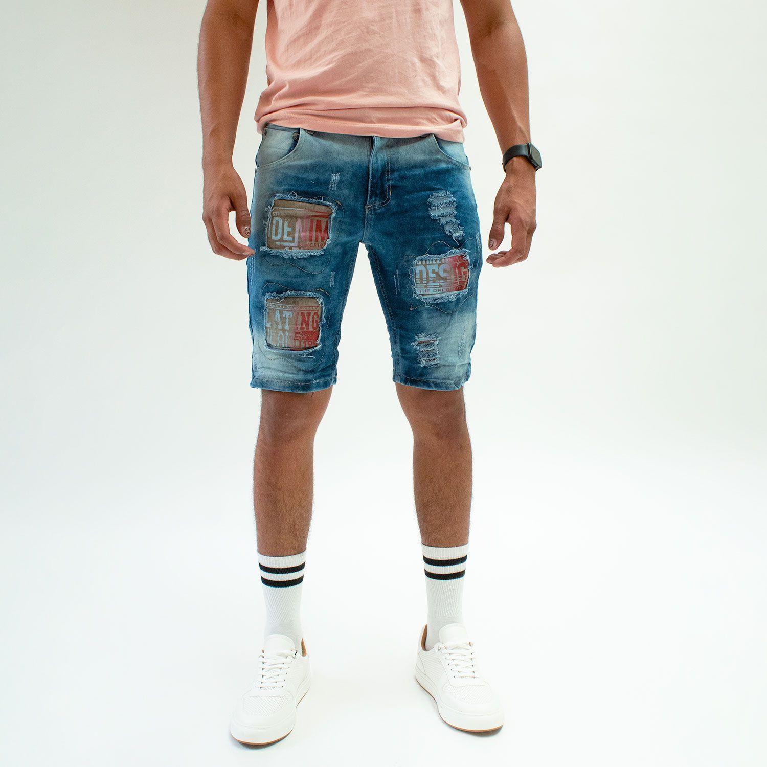 Bermuda Denim Para Hombre con diseño-3