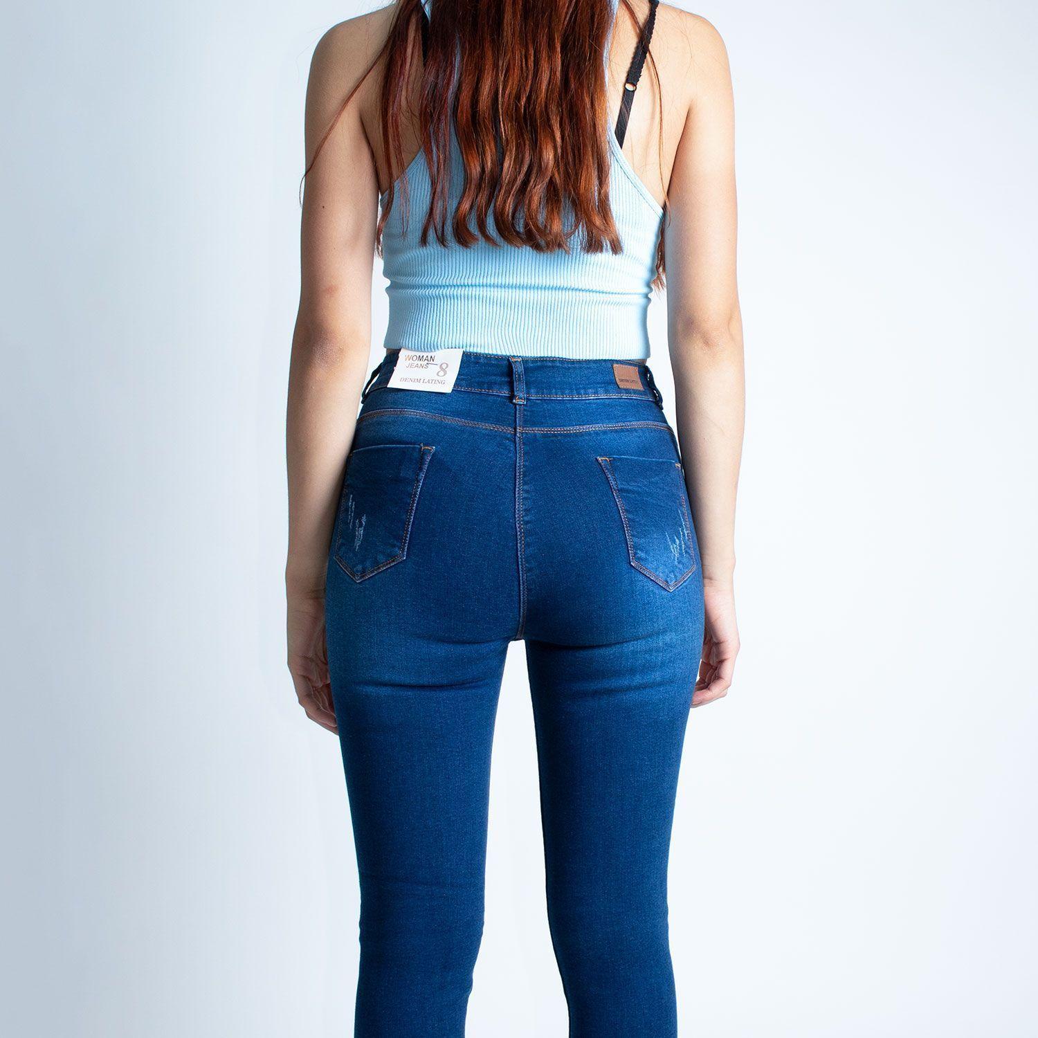 Jean Mujer Skinny Tiro Alto Oscuro-3