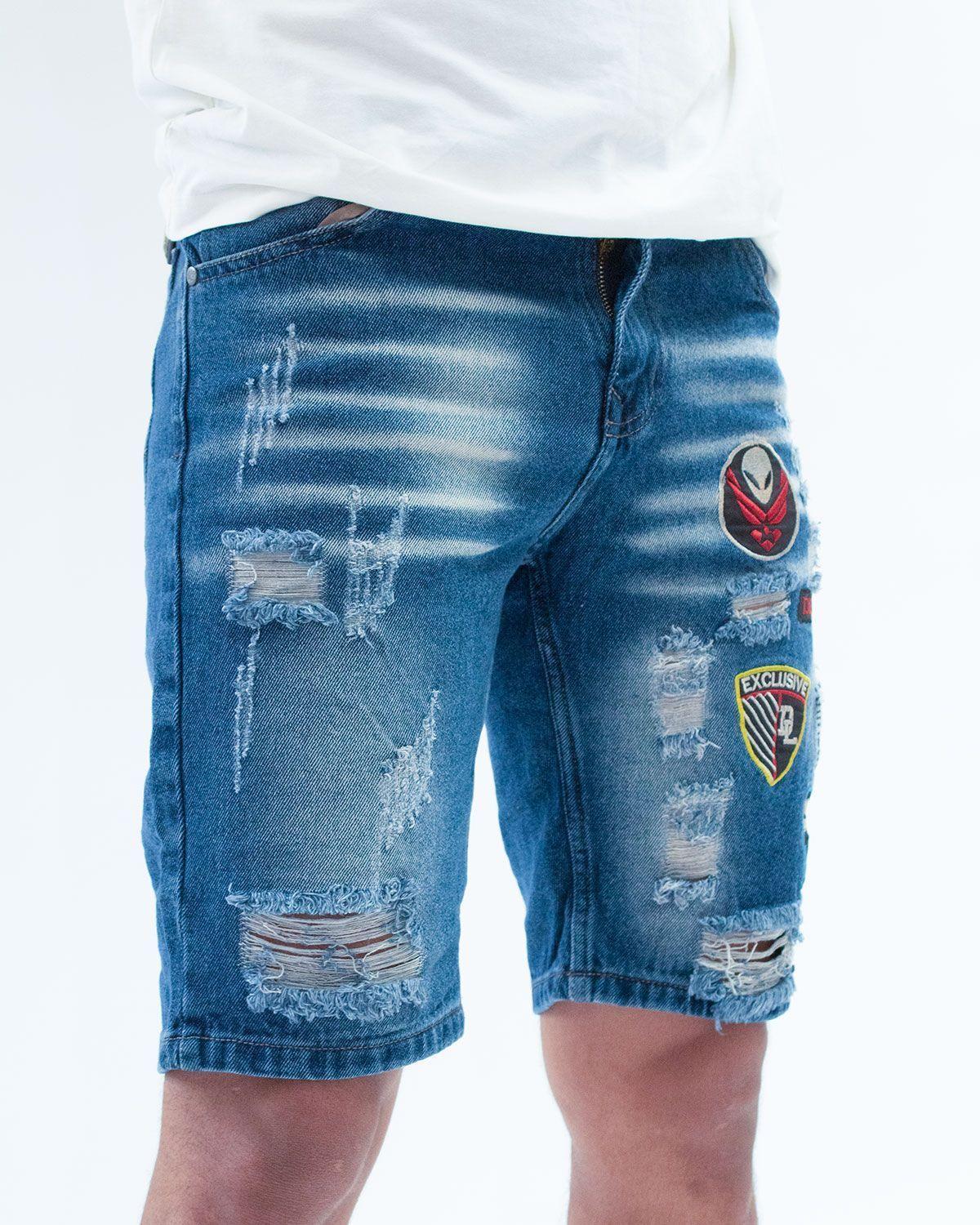 Bermuda Denim con Parches bordados-2