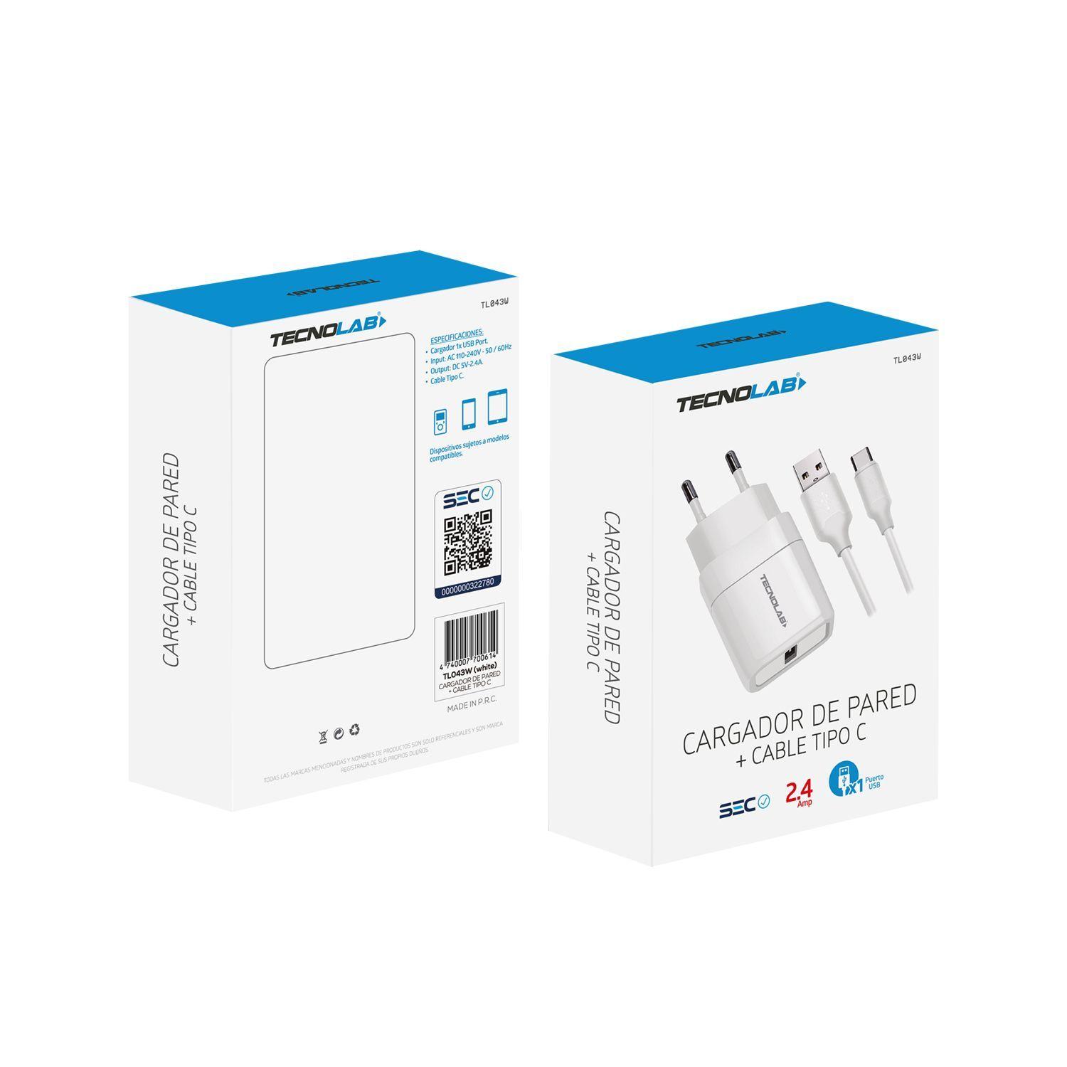 Cargador Celular 2.4A-1 Usb Con Cable Type C - White-2