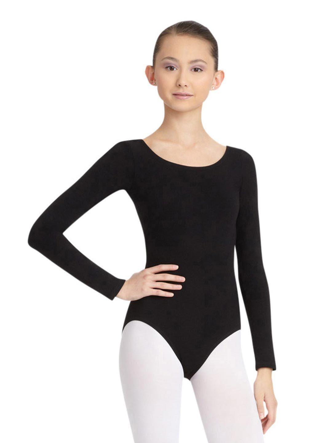 Malla Body Negra de Ballet y Danza en Algodón Manga Larga-0