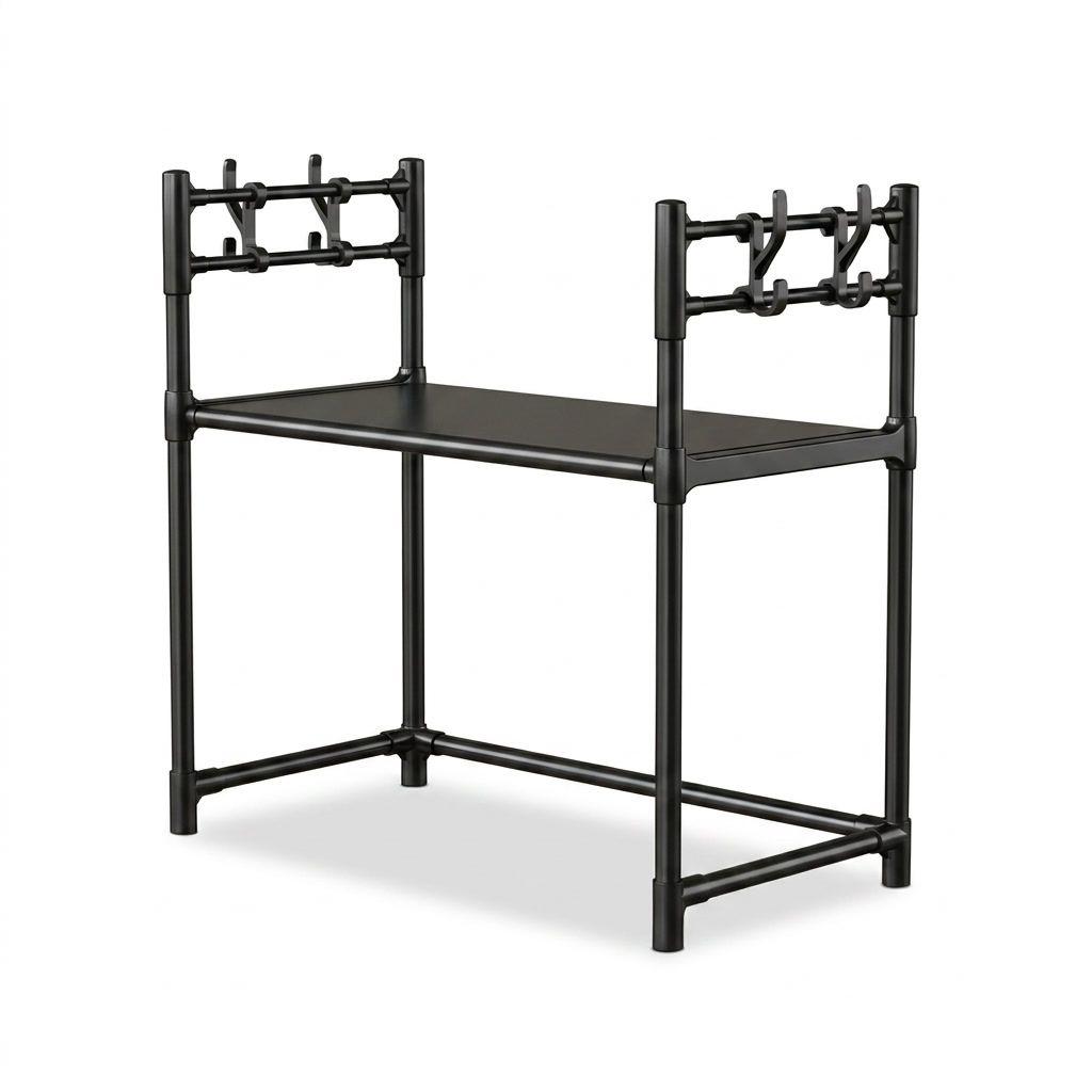 Repisa Organizador Microondas 2 Niveles Cocina Ganchos Acero-0