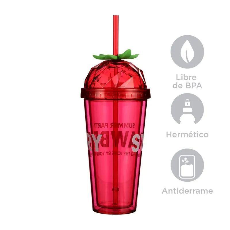 Vaso Con Bombilla Botella Plástico Diseño-1