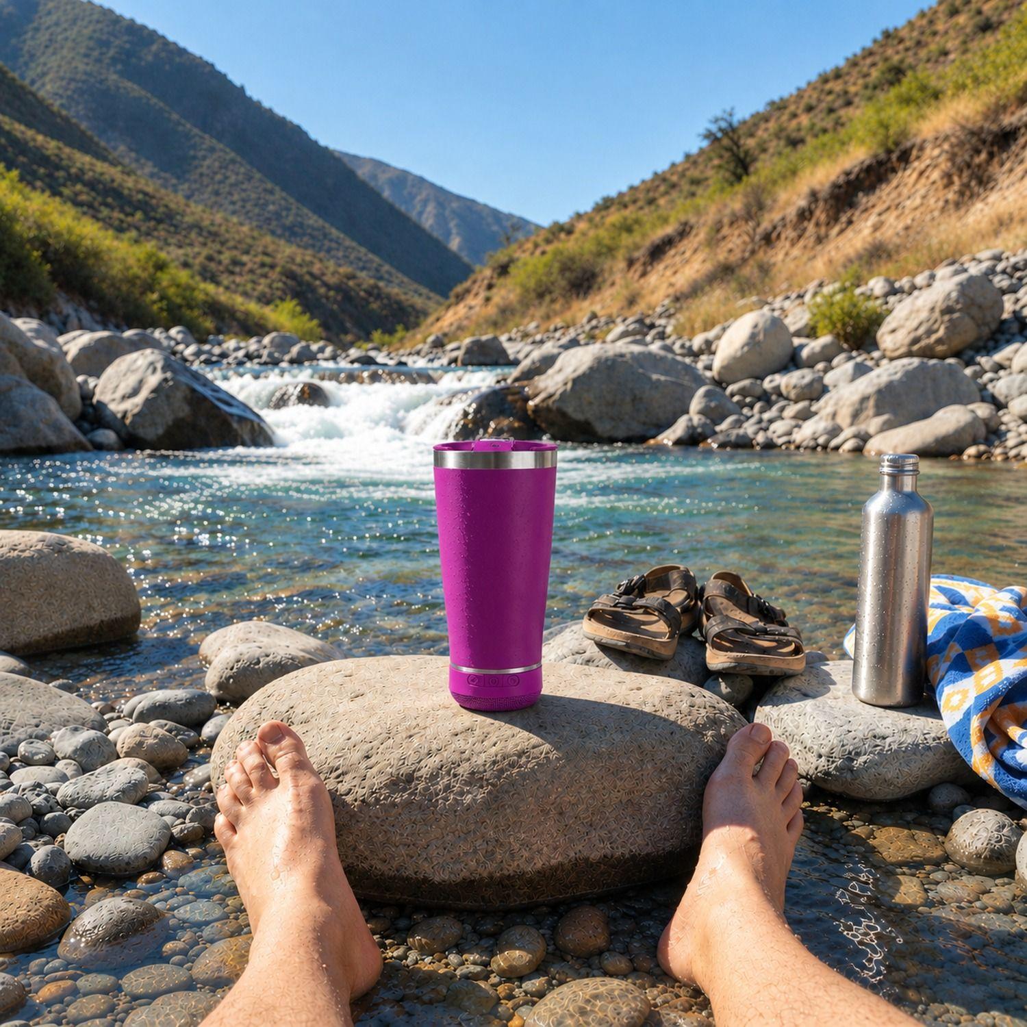 Termo Vaso Térmico 18cm Parlante Bluetooth Con Destapador-2