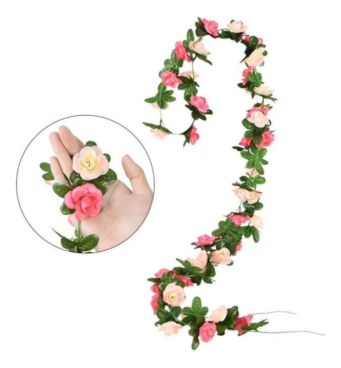 Flores Artificiales 10 Rosas Enredadera 2.3m Decoracion-0