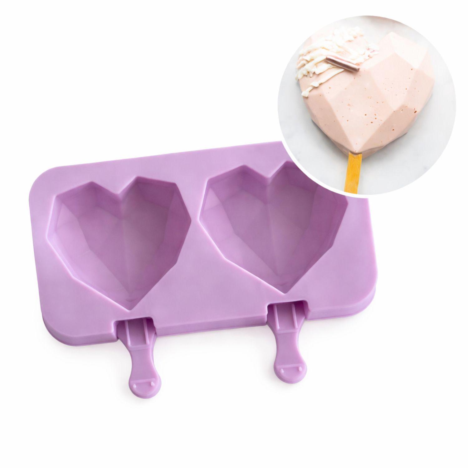 Set 2 Moldes Silicona Corazon Geometrico Con Tapa Surtidos-2