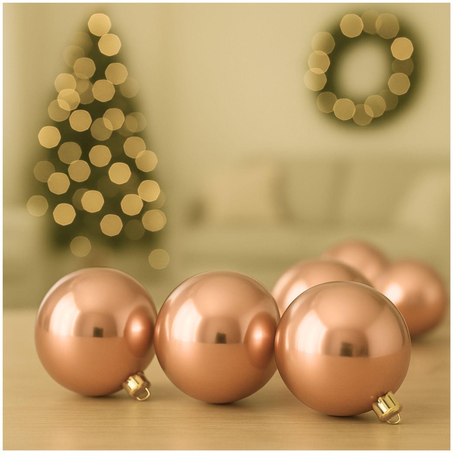 8 Bambalinas Navideñas Oro Rosa 6cm Adorno Decoración Esfera-2
