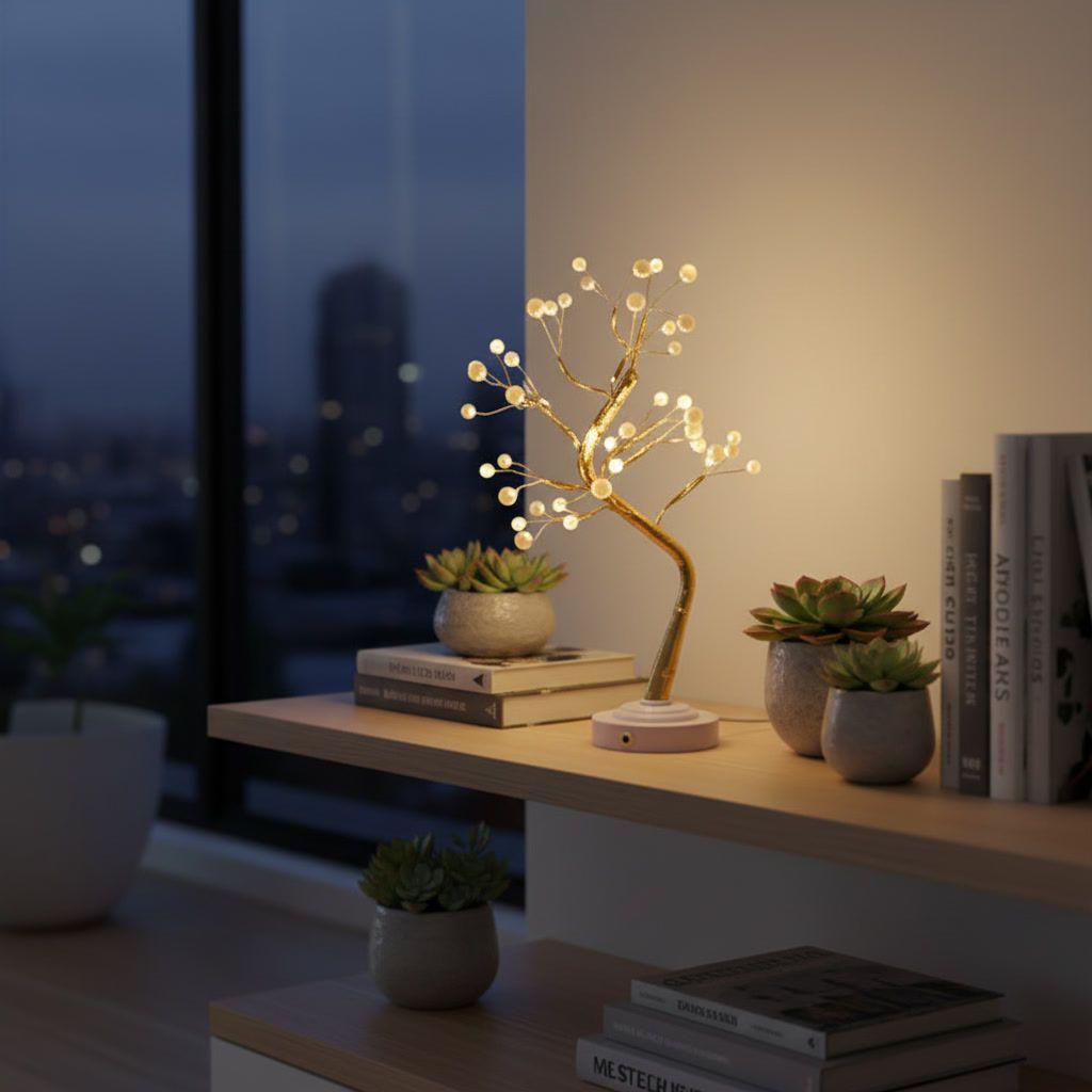 Lampara Velador Arbol Bonsai 36 Led Usb Decoracion Mesa-3