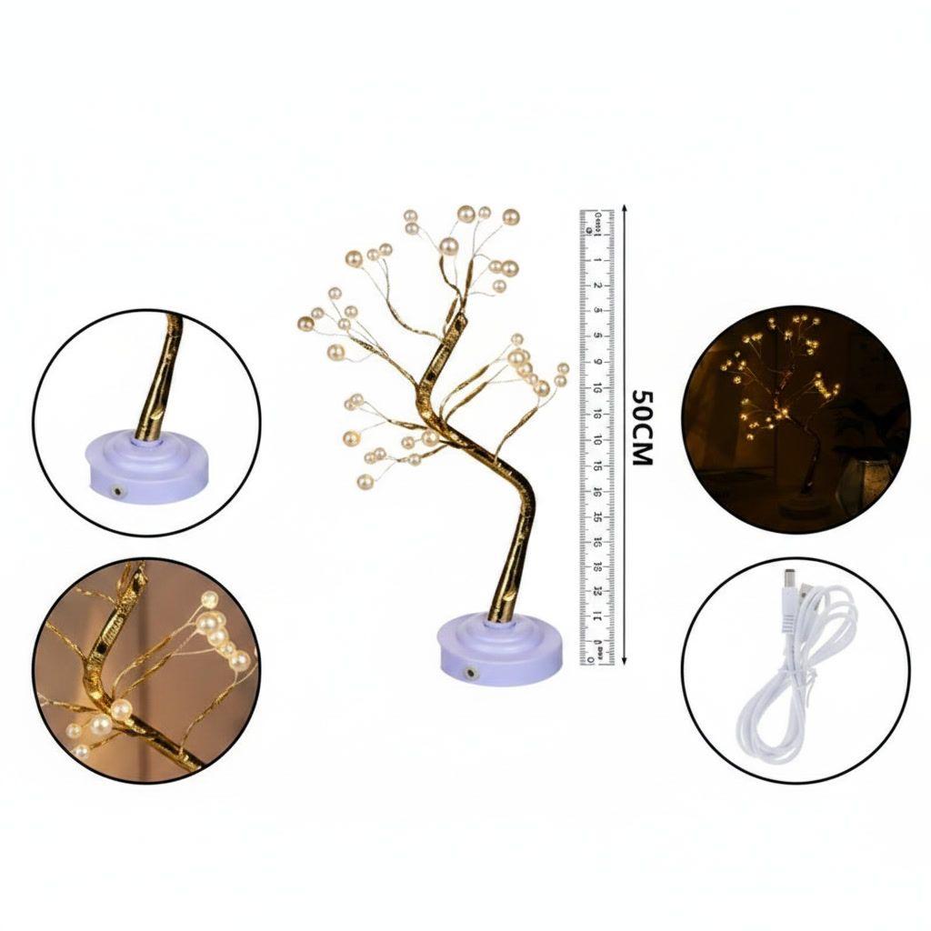 Lampara Velador Arbol Bonsai 36 Led Usb Decoracion Mesa-8