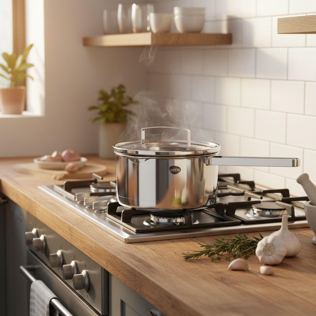 Olla Cazo Acero Inoxidable Tapa Vidrio Induccion 16cm Wens-2