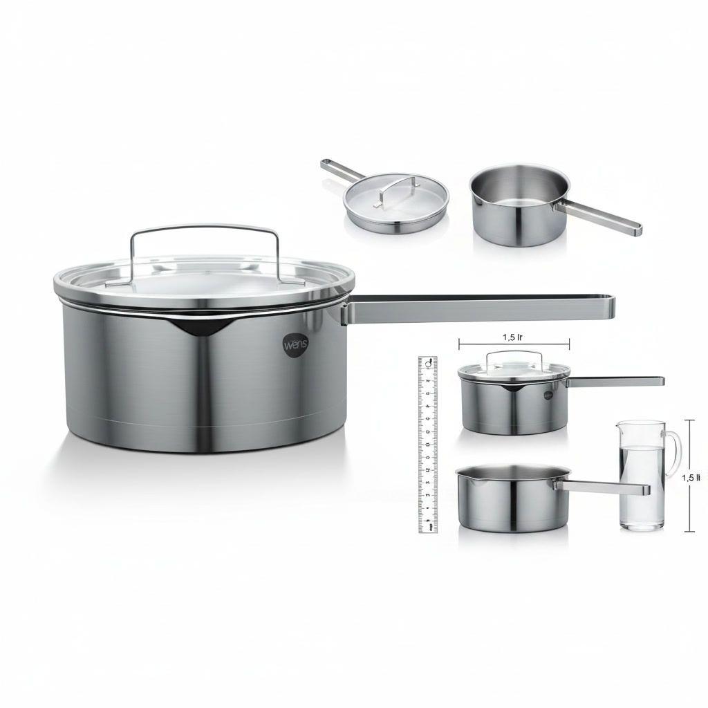 Olla Cazo Acero Inoxidable Tapa Vidrio Induccion 16cm Wens-4