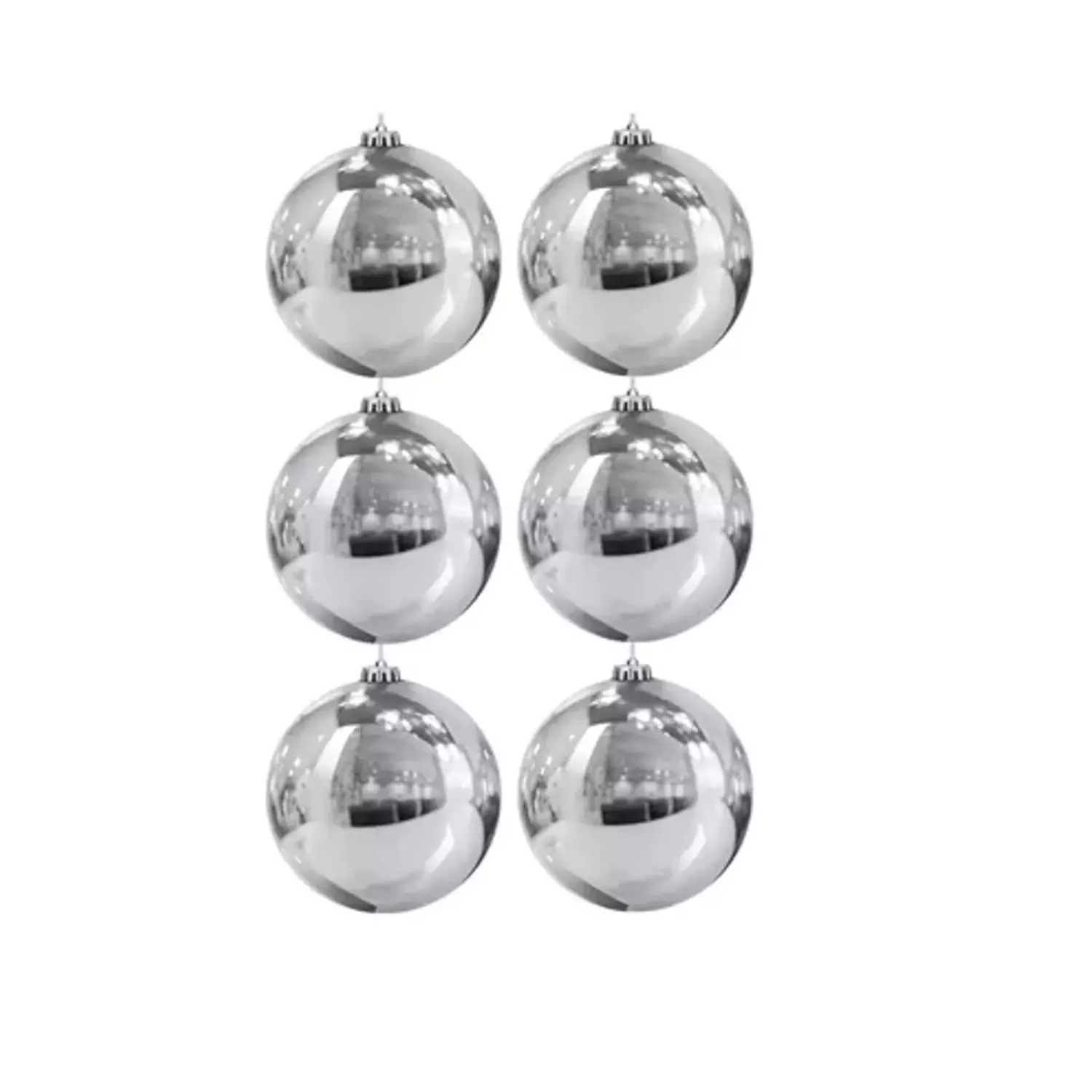 6 Esferas Navideñas Bambalina 4cm Adorno Plateado Decoracion-0